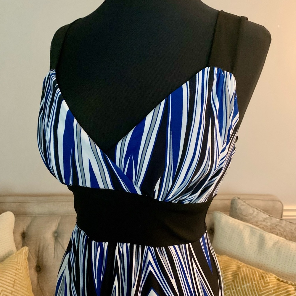 dressbarn Black and White Patterned Midi Dress